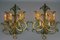 Large Gilt and Green Color Metal and Wood Sconces, 1960s, Set of 2, Image 5