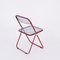 Red and Smoked Acrylic Plia Folding Chairs by Piretti for Castelli, 1970s, Set of 6 4