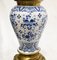Gilt Delft Porcelain Mantle Clock and Urns, Set of 3 3