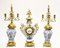 Gilt Delft Porcelain Mantle Clock and Urns, Set of 3, Image 1