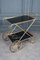 Rolling Bar Trolley in Gold Metal and Black Opaline Two Trays 1960 2