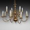 Dutch Style 12 Branch Brass Scroll Arm Chandelier, 1920s 1