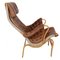Pernilla Chair Model 69 in Brown Aniline Leather by Bruno Mathsson, 1980s 2