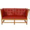 Spokeback Sofa aus rotem Leder von Børge Mogensen, 1960er 1