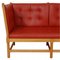 Spokeback Sofa aus rotem Leder von Børge Mogensen, 1960er 6