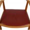 Lounge Chair in Cherry Wood and Red Leather by Hans Wegner, 1990s, Image 5