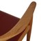 Lounge Chair in Cherry Wood and Red Leather by Hans Wegner, 1990s, Image 6