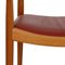 Lounge Chair in Cherry Wood and Red Leather by Hans Wegner, 1990s, Image 11