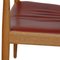 Lounge Chair in Cherry Wood and Red Leather by Hans Wegner, 1990s 9