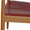 Lounge Chair in Cherry Wood and Red Leather by Hans Wegner, 1990s, Image 9