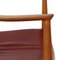Lounge Chair in Cherry Wood and Red Leather by Hans Wegner, 1990s, Image 13