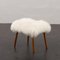 Mid-Century Danish Footstool in Natural Long Hair Sheepskin, 1970s, Image 1