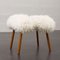 Mid-Century Danish Footstool in Natural Long Hair Sheepskin, 1970s, Image 10