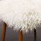 Mid-Century Danish Footstool in Natural Long Hair Sheepskin, 1970s, Image 8