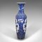 Tall Chinese Art Deco Floor Vase in Blue and White Ceramic, 1940s 5