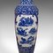 Tall Chinese Art Deco Floor Vase in Blue and White Ceramic, 1940s 10