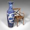 Tall Chinese Art Deco Floor Vase in Blue and White Ceramic, 1940s 12