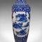 Tall Chinese Art Deco Floor Vase in Blue and White Ceramic, 1940s 8