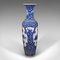 Tall Chinese Art Deco Floor Vase in Blue and White Ceramic, 1940s 3