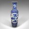 Tall Chinese Art Deco Floor Vase in Blue and White Ceramic, 1940s 2