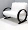 Vintage White Faux Fur Sofa with Black Wooden Frame, Italy, 1940s, Image 4