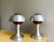 Mid-Century Moderne Silberne Aluminium Rote Glas Tischlampen, 1960er 2er Set 2