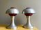Mid-Century Modern Silver Aluminium Red Glass Table Lamps, 1960s Set of 2 1
