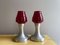 Lámparas de mesa Mid-Century modernas de aluminio plateado de vidrio rojo, años 60, Imagen 6