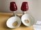 Lampade da tavolo Mid-Century moderne in alluminio e vetro rosso, anni '60 set di 2, Immagine 7
