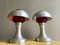 Mid-Century Moderne Silberne Aluminium Rote Glas Tischlampen, 1960er 2er Set 4