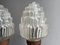 Portugiesische Wolkenkratzer Tischlampen aus geschnitztem Holz & Milchglas, 1960er, 2er Set 6