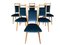 Mid-Century Dining Chairs in Turquoise Velvet attributed to E. M. Dettinger, Germany, 1950s, Set of 6 1