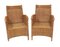 Teak and Rattan Armchairs, Set of 2 1