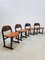Vintage Brutalist Wood & Leather Chairs, 1970s, Set of 4, Image 3