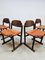 Vintage Brutalist Wood & Leather Chairs, 1970s, Set of 4, Image 5