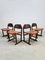 Vintage Brutalist Wood & Leather Chairs, 1970s, Set of 4 1