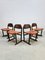 Vintage Brutalist Wood & Leather Chairs, 1970s, Set of 4, Image 1