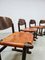 Vintage Brutalist Wood & Leather Chairs, 1970s, Set of 4, Image 4