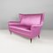 Modern Italian Two-Seater Sofa in Pink Silk and Wooden Feet, 1950s 4