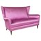 Modern Italian Two-Seater Sofa in Pink Silk and Wooden Feet, 1950s, Image 1