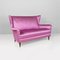 Modernes Italienisches Zwei-Sitzer Sofa aus Rosa Seide & Holzfüßen, 1950er 2