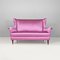 Modern Italian Two-Seater Sofa in Pink Silk and Wooden Feet, 1950s 3