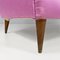 Divano moderno a due posti in seta rosa e piedi in legno, Italia, anni '50, Immagine 8