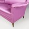 Modern Italian Two-Seater Sofa in Pink Silk and Wooden Feet, 1950s 6