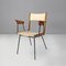 Moderner italienischer Mid-Century Stuhl aus schwarzem Metall & Beige Kunstleder, 1950er 2