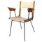 Moderner italienischer Mid-Century Stuhl aus schwarzem Metall & Beige Kunstleder, 1950er 1