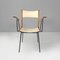 Moderner italienischer Mid-Century Stuhl aus schwarzem Metall & Beige Kunstleder, 1950er 3