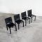 Sedie in pelle nera attribuite a Matteo Grassi, Italia, anni '80, set di 4, Immagine 3