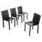Black Leather Chairs attributed to Matteo Grassi, Italy, 1980s, Set of 4 1