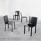 Sedie in pelle nera attribuite a Matteo Grassi, Italia, anni '80, set di 4, Immagine 6